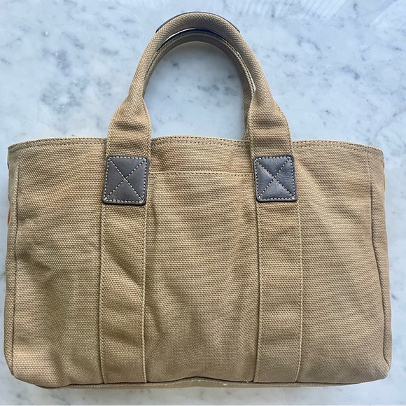 Paul Smith canvas tote, multicolor fabric interior, ext pocket, snap close, GUC - Picture 2 of 16